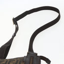 FENDI Zucca Canvas Shoulder Bag Black Brown gold Auth 156175-8