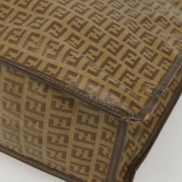 FENDI Zucchino Canvas Tote Bag PVC Beige Auth 156176