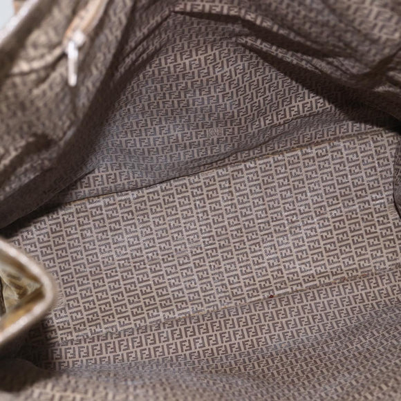 FENDI Zucchino Canvas Tote Bag PVC Beige Auth 156176