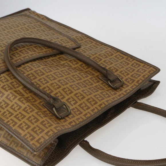 FENDI Zucchino Canvas Tote Bag PVC Beige Auth 156176