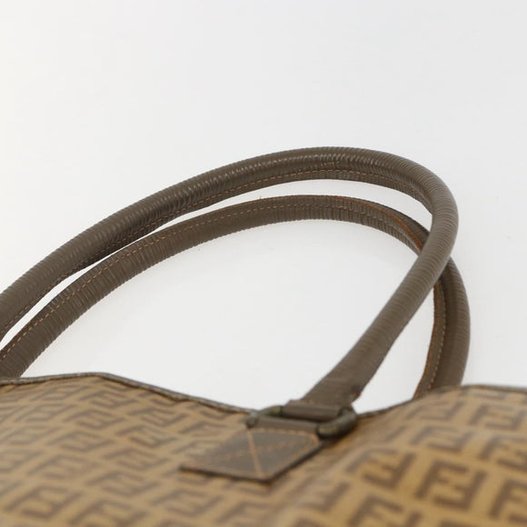 FENDI Zucchino Canvas Tote Bag PVC Beige Auth 156176