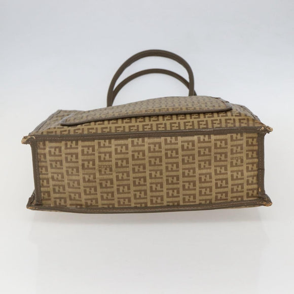 FENDI Zucchino Canvas Tote Bag PVC Beige Auth 156176