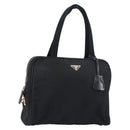 PRADA Tote Bag Nylon Black Gold Auth 156177-1