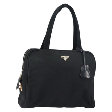 PRADA Tote Bag Nylon Black Gold Auth 156177