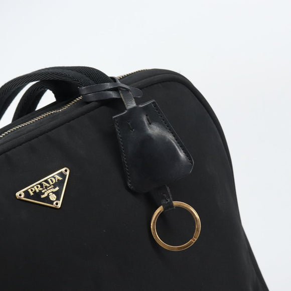 PRADA Tote Bag Nylon Black Gold Auth 156177
