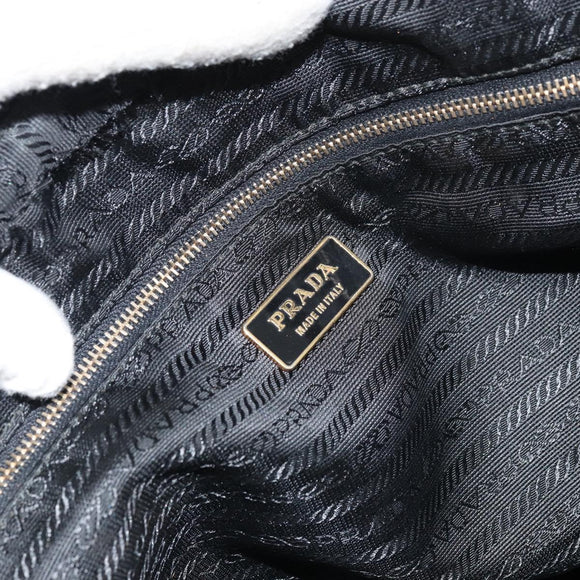 PRADA Tote Bag Nylon Black Gold Auth 156177