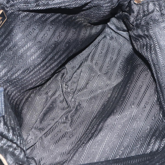 PRADA Tote Bag Nylon Black Gold Auth 156177