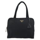 PRADA Tote Bag Nylon Black Gold Auth 156177-2