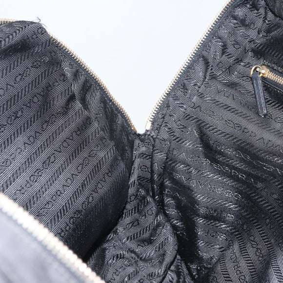 PRADA Tote Bag Nylon Black Gold Auth 156177