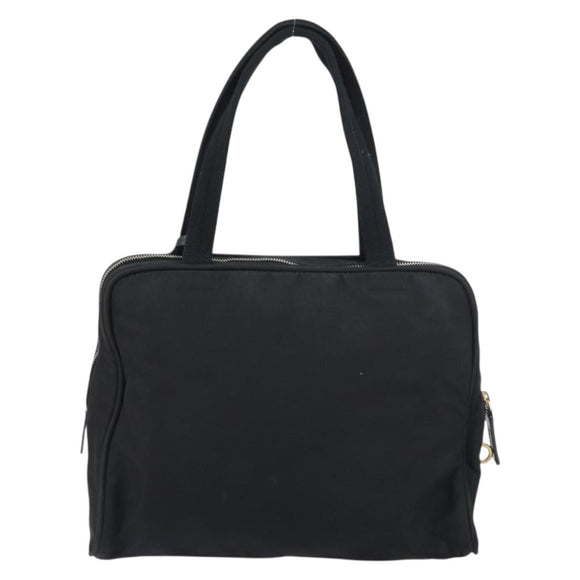 PRADA Tote Bag Nylon Black Gold Auth 156177