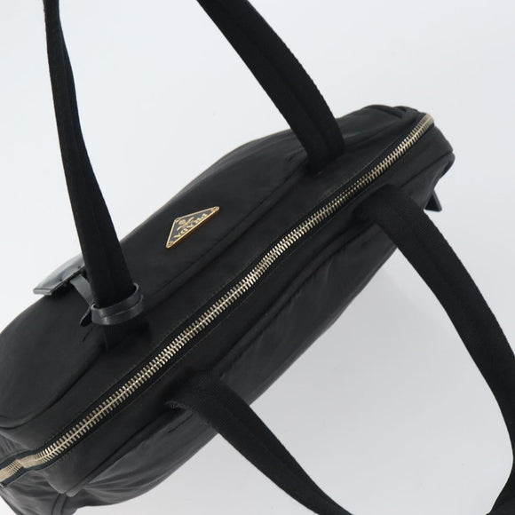 PRADA Tote Bag Nylon Black Gold Auth 156177