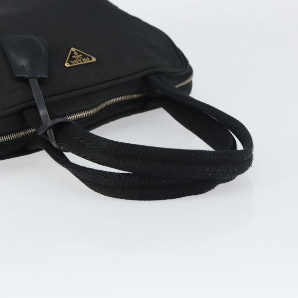 PRADA Tote Bag Nylon Black Gold Auth 156177