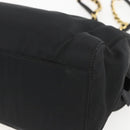 PRADA Chain Shoulder Bag Nylon Black Gold Auth 156178V-16
