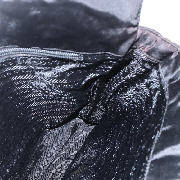 PRADA Chain Shoulder Bag Nylon Black Gold Auth 156178V