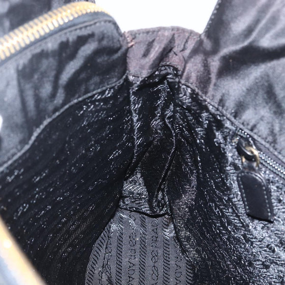 PRADA Chain Shoulder Bag Nylon Black Gold Auth 156178V