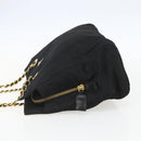 PRADA Chain Shoulder Bag Nylon Black Gold Auth 156178V-3