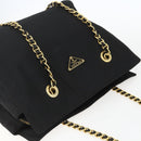 PRADA Chain Shoulder Bag Nylon Black Gold Auth 156178V-6