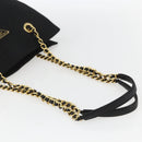 PRADA Chain Shoulder Bag Nylon Black Gold Auth 156178V-7