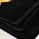 PRADA Schoudertas met Ketting Velours Zwart Zilver Auth 156179V-15