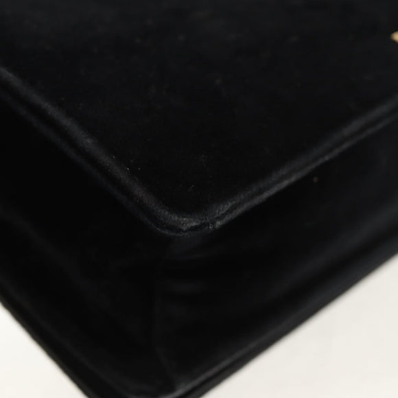 PRADA Chain Shoulder Bag Velor Black Silver Auth 156179V