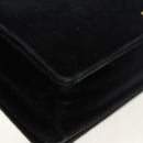 PRADA Schoudertas met Ketting Velours Zwart Zilver Auth 156179V-16