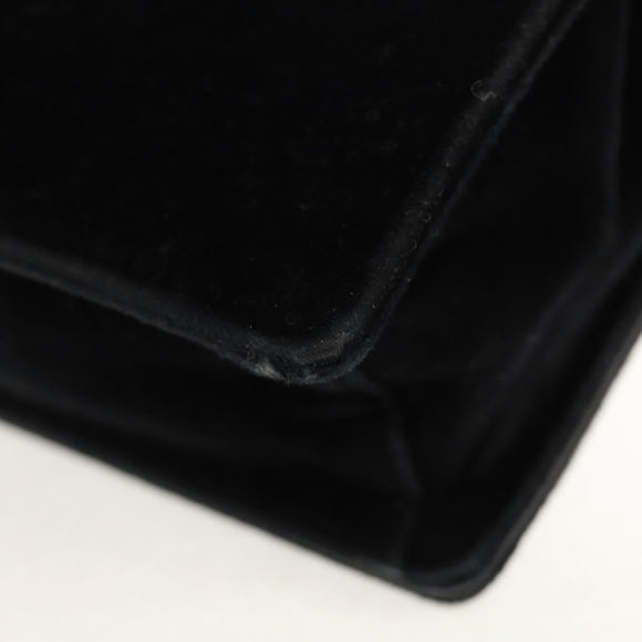 PRADA Chain Shoulder Bag Velor Black Silver Auth 156179V