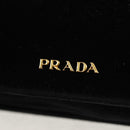 PRADA Schoudertas met Ketting Velours Zwart Zilver Auth 156179V-18