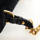 PRADA Schoudertas met Ketting Velours Zwart Zilver Auth 156179V-19