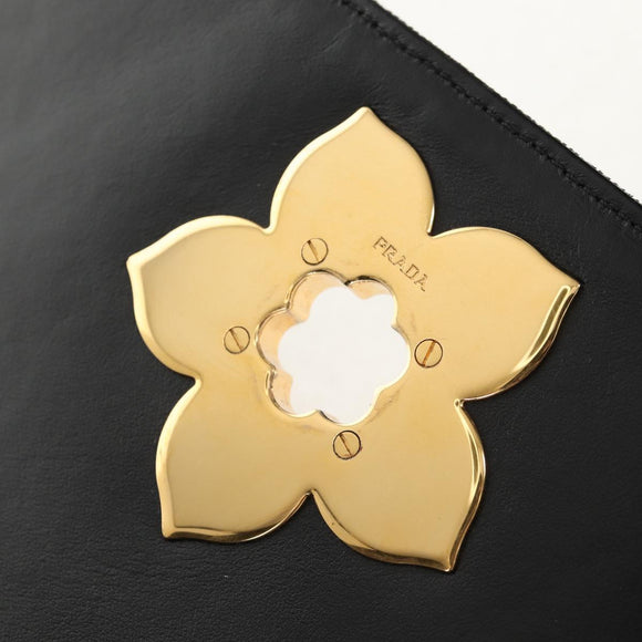 PRADA Chain Shoulder Bag Velor Black Silver Auth 156179V