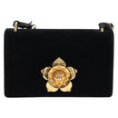 PRADA Chain Shoulder Bag Velor Black Silver Auth 156179V-13