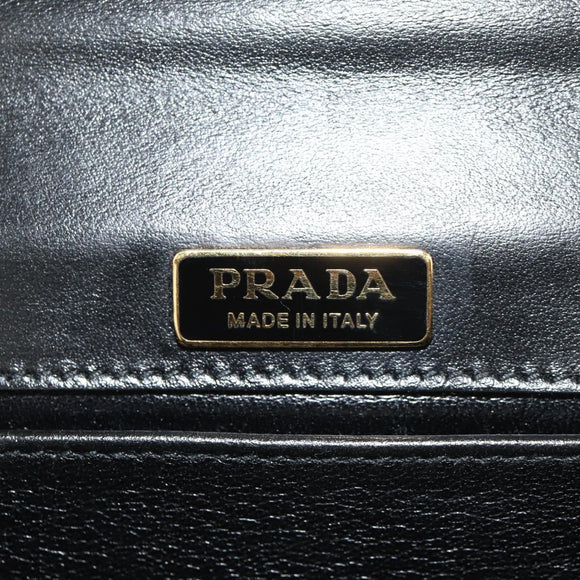 PRADA Schoudertas met Ketting Velours Zwart Zilver Auth 156179V