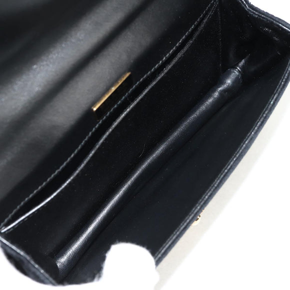 PRADA Chain Shoulder Bag Velor Black Silver Auth 156179V