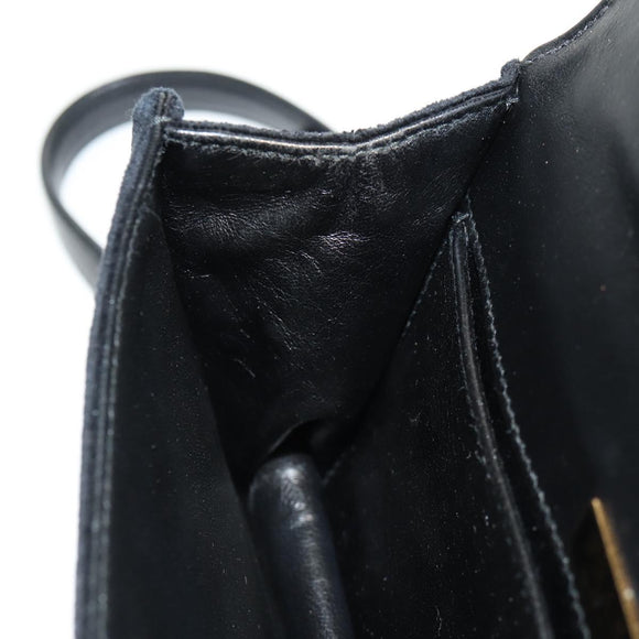 PRADA Chain Shoulder Bag Velor Black Silver Auth 156179V