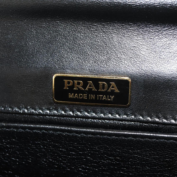 PRADA Schoudertas met Ketting Velours Zwart Zilver Auth 156179V