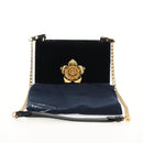 PRADA Schoudertas met Ketting Velours Zwart Zilver Auth 156179V-12