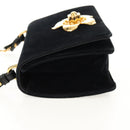 PRADA Schoudertas met Ketting Velours Zwart Zilver Auth 156179V-3