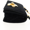PRADA Schoudertas met Ketting Velours Zwart Zilver Auth 156179V-4