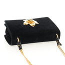 PRADA Schoudertas met Ketting Velours Zwart Zilver Auth 156179V-6