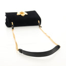 PRADA Schoudertas met Ketting Velours Zwart Zilver Auth 156179V-7