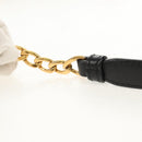 PRADA Schoudertas met Ketting Velours Zwart Zilver Auth 156179V-8