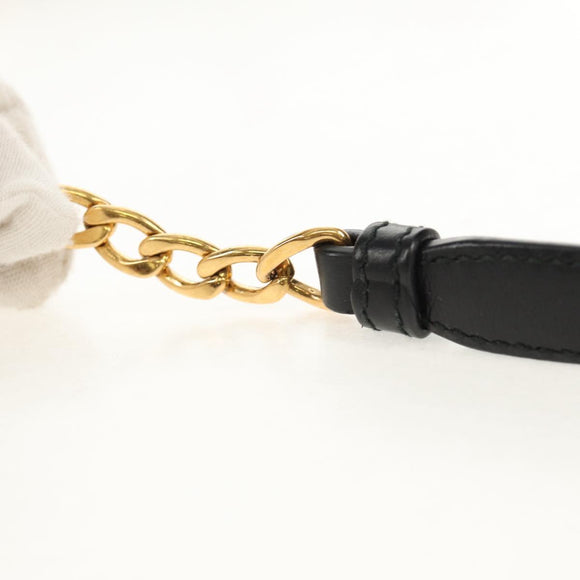 PRADA Schoudertas met Ketting Velours Zwart Zilver Auth 156179V