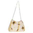 PRADA Chiffon Anemone Chain Shoulder Bag Silk White Auth 156180V-1