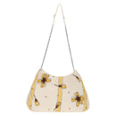 PRADA Chiffon Anemone Chain Shoulder Bag Silk White Auth 156180V-2