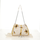 PRADA Chiffon Anemone Chain Shoulder Bag Silk White Auth 156180V-28