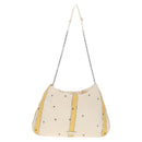 PRADA Chiffon Anemone Chain Shoulder Bag Silk White Auth 156180V-3