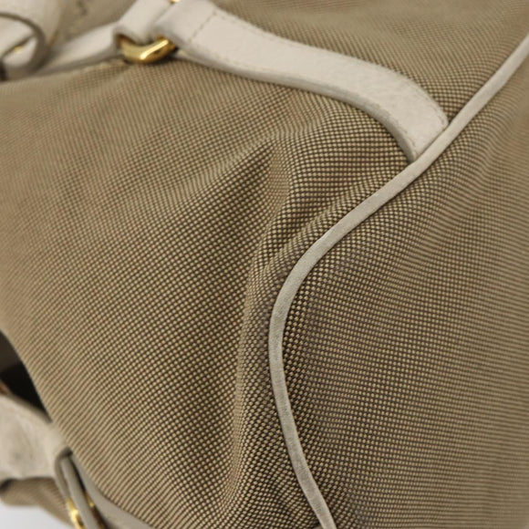 PRADA Tote Bag Canvas Brown Gold Auth 156181