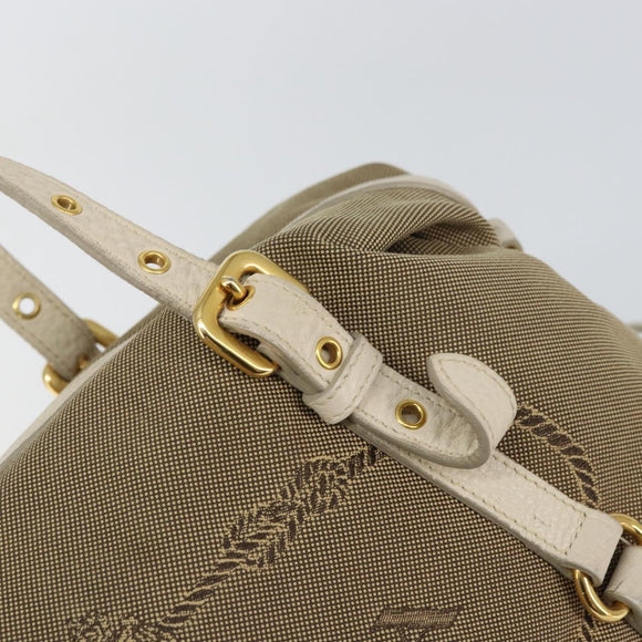 PRADA Tote Bag Canvas Brown Gold Auth 156181