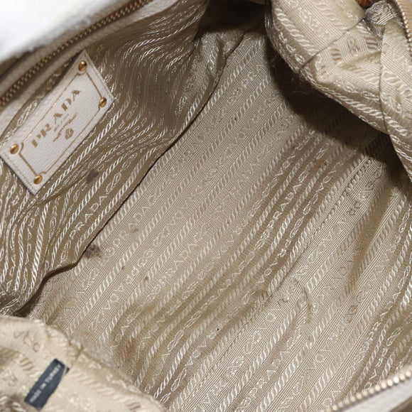PRADA Tote Bag Canvas Brown Gold Auth 156181