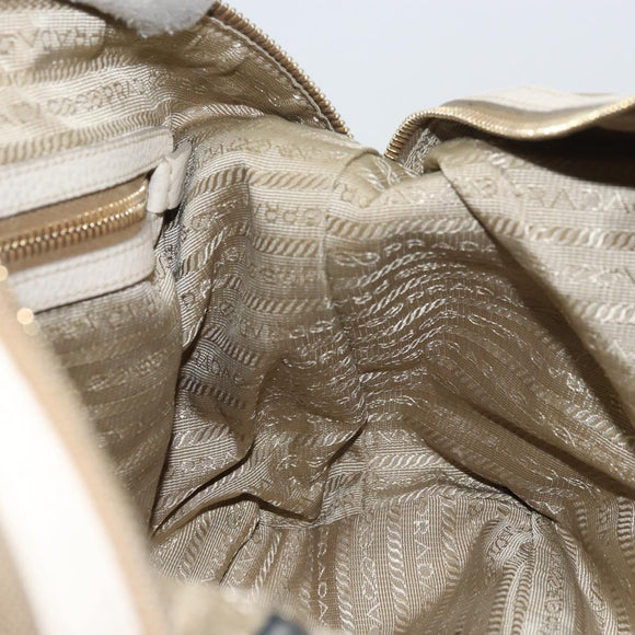 PRADA Tote Bag Canvas Brown Gold Auth 156181