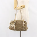 PRADA Tote Bag Canvas Brown Gold Auth 156181-24